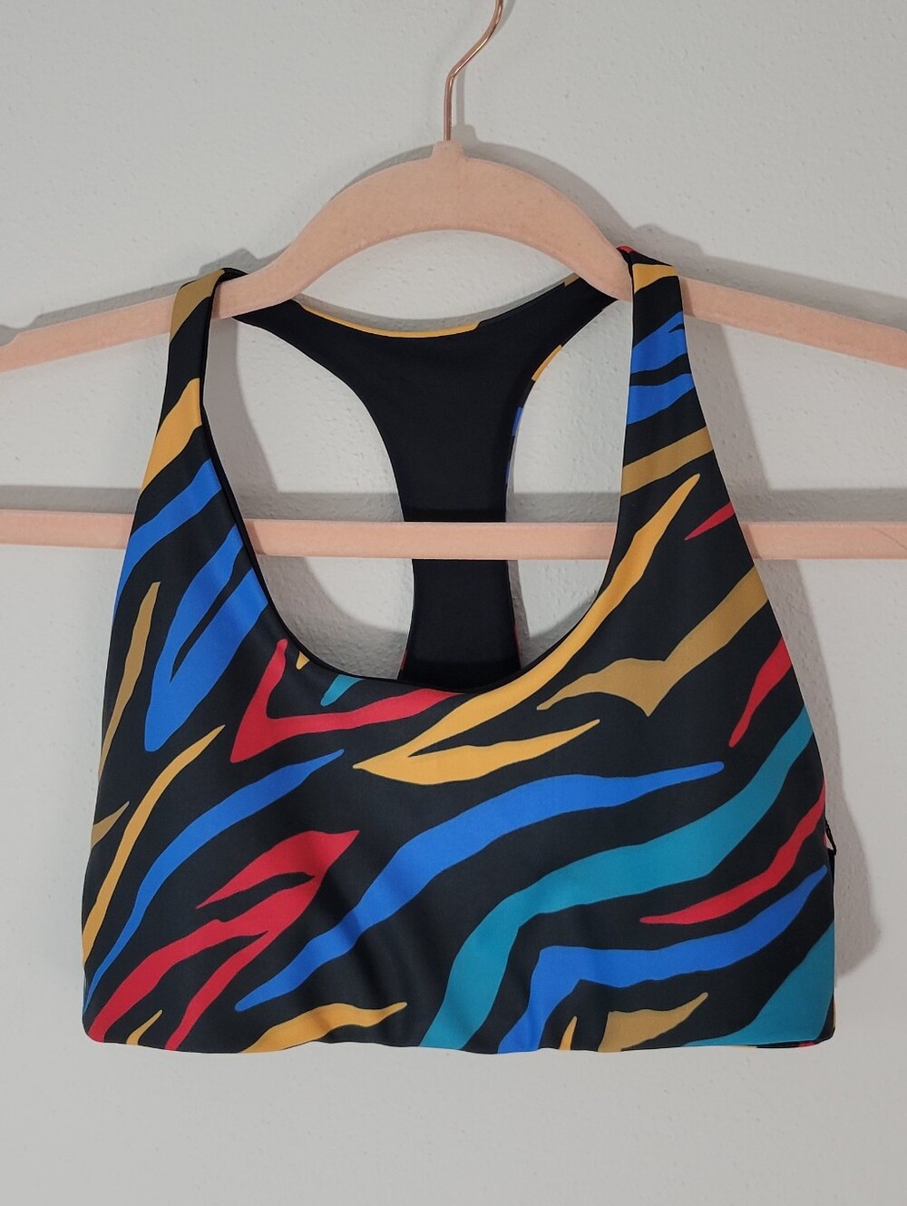 BEACH RIOT Women  Multicolor Zebra-Print Sports Bra Black, Blue, Red, Gold, Teal